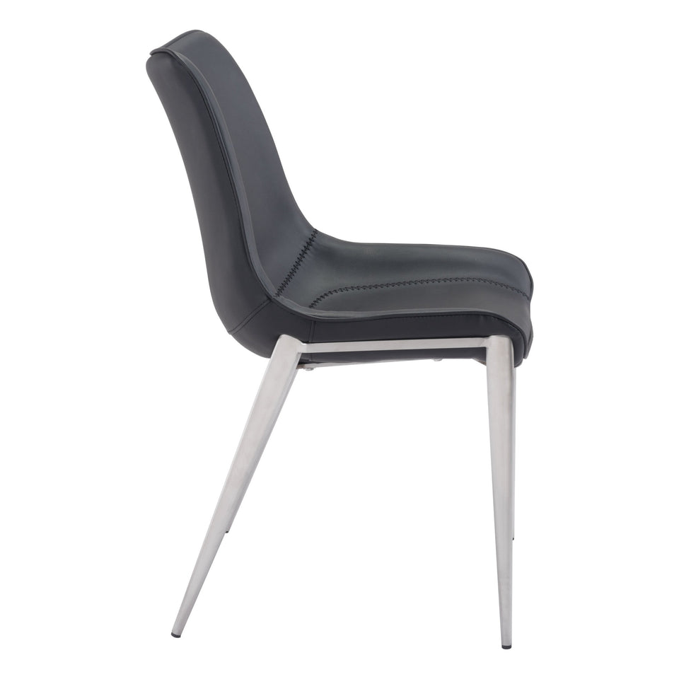 Magnus Dining Chair (Set of 2) Black & Silver