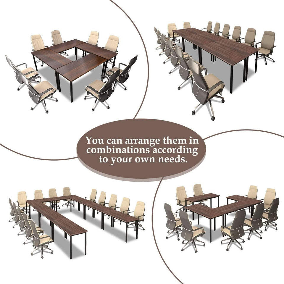 Durable Walnut Brown Conference Table For 14 Seats