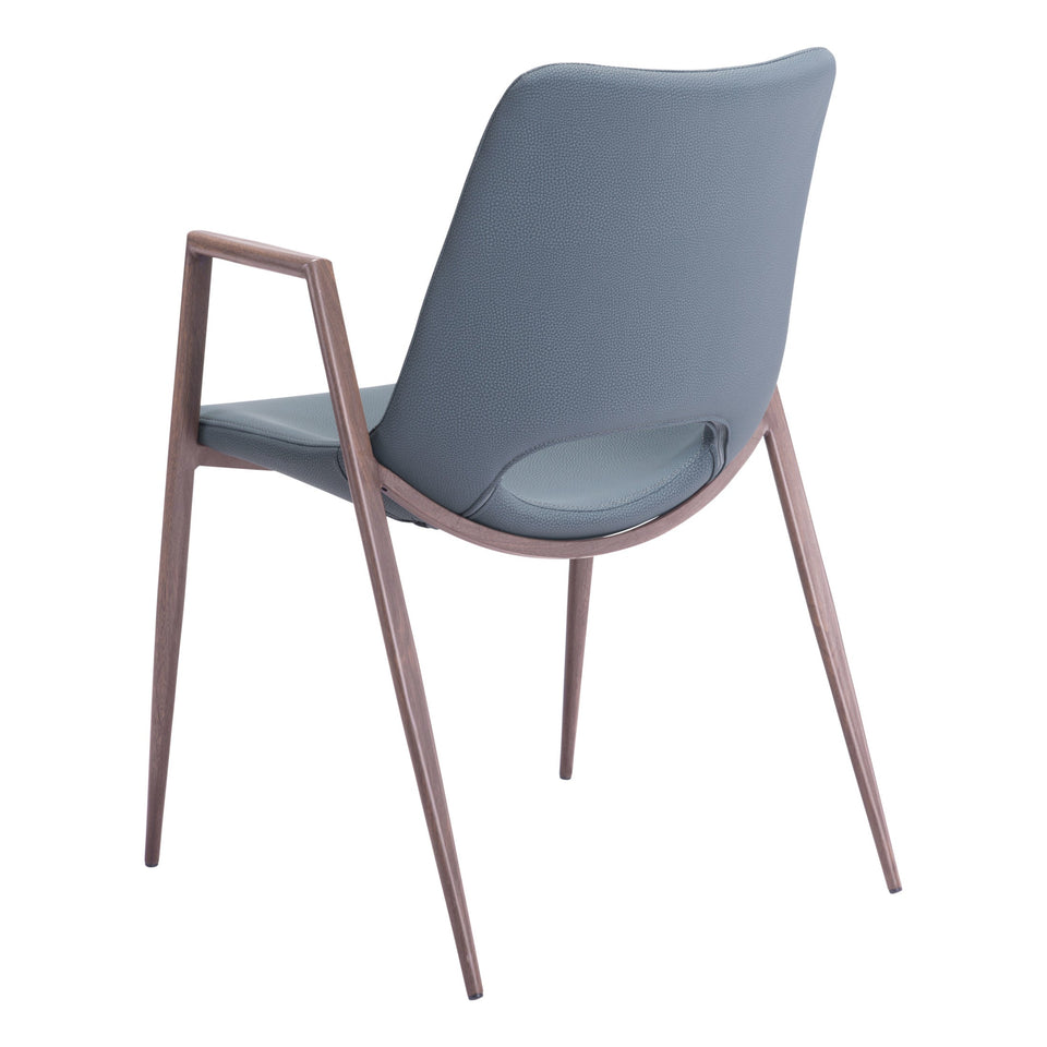 Desi Dining Chair (Set of 2) Azure Gray & Walnut