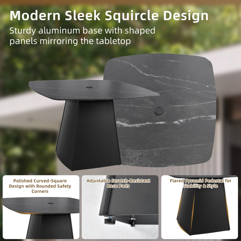 Rounded Square Outdoor Pedestal Dining Table