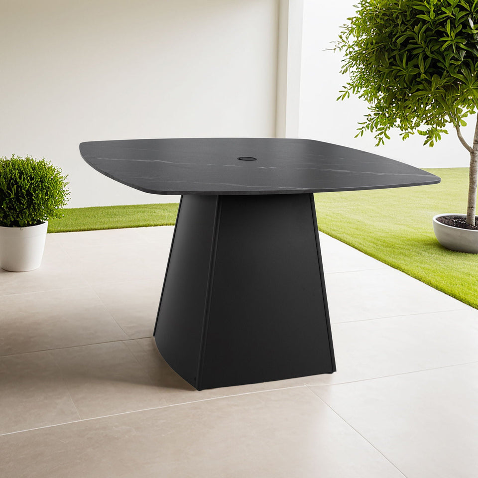 Rounded Square Outdoor Pedestal Dining Table