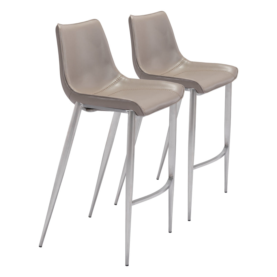 Magnus Barstool (Set of 2) Brown & Silver