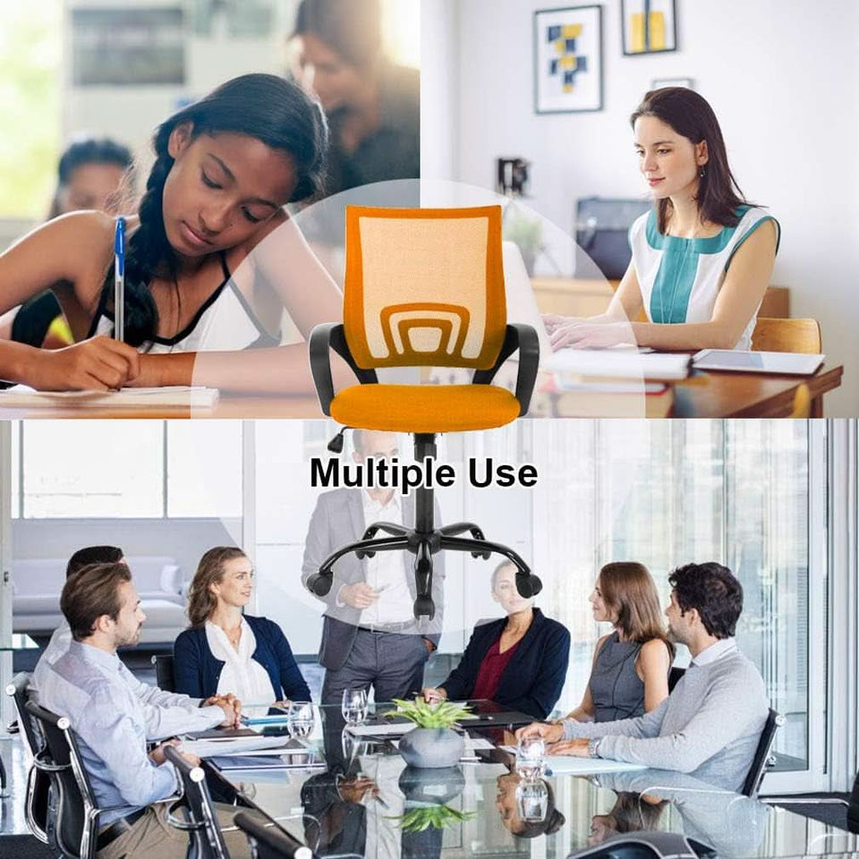 Orange Desk Mesh Chair With Adjustable Lumbar Support