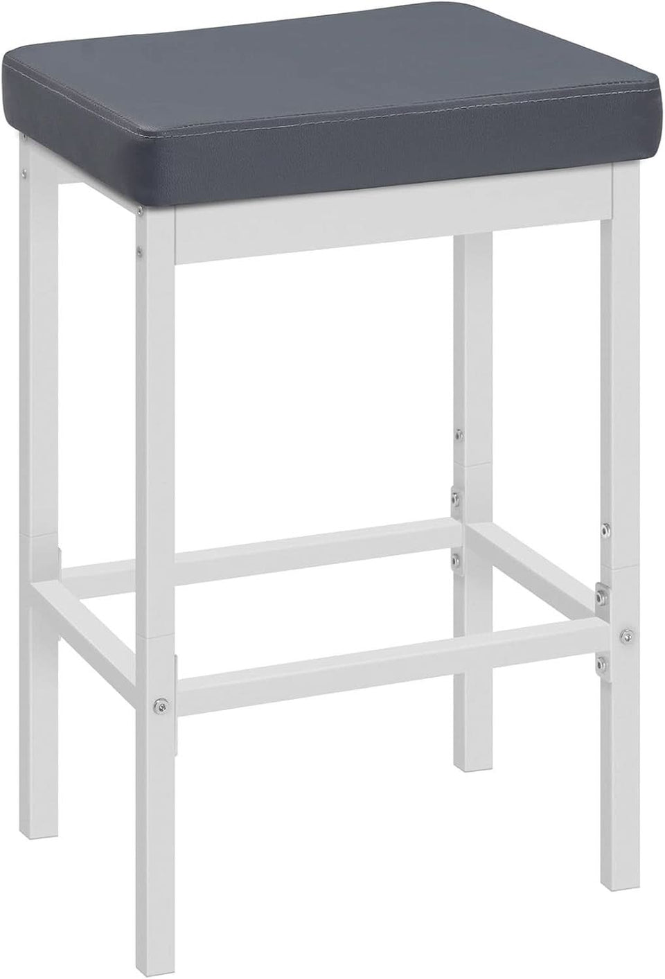 Bar Stools Set Of 2 24.8 Inch Upholstered White Gray