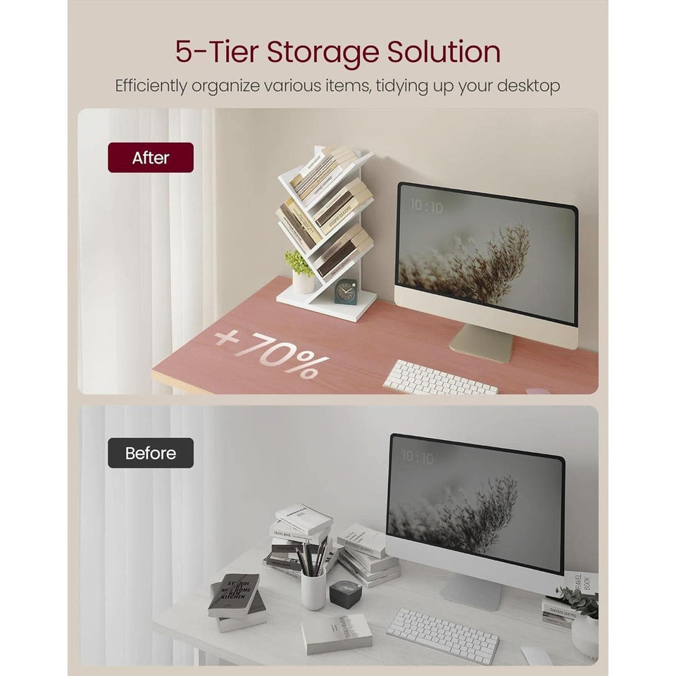 Cloud White Tree Bookshelf Five Tier Corner Shelf Unit