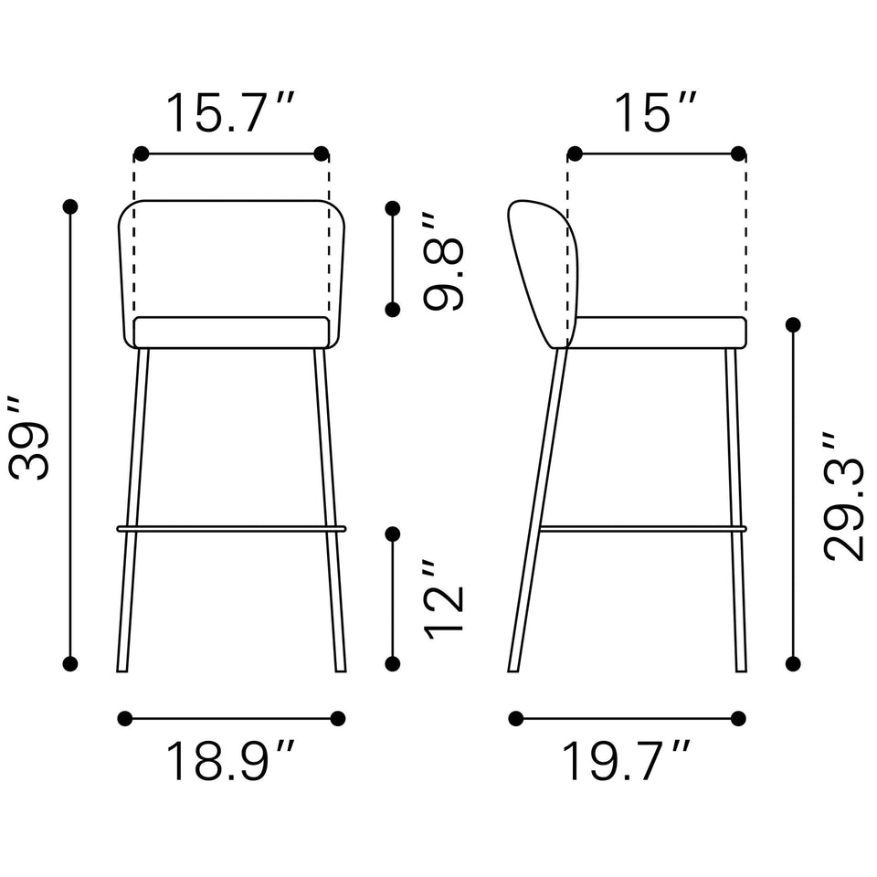 Linz Barstool (Set of 2) Gray