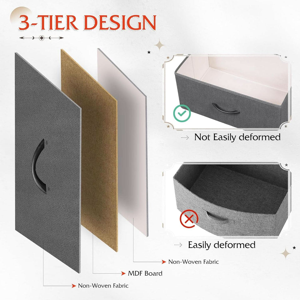 Dark Grey Fabric Dresser With 10 Drawers For Bedroom
