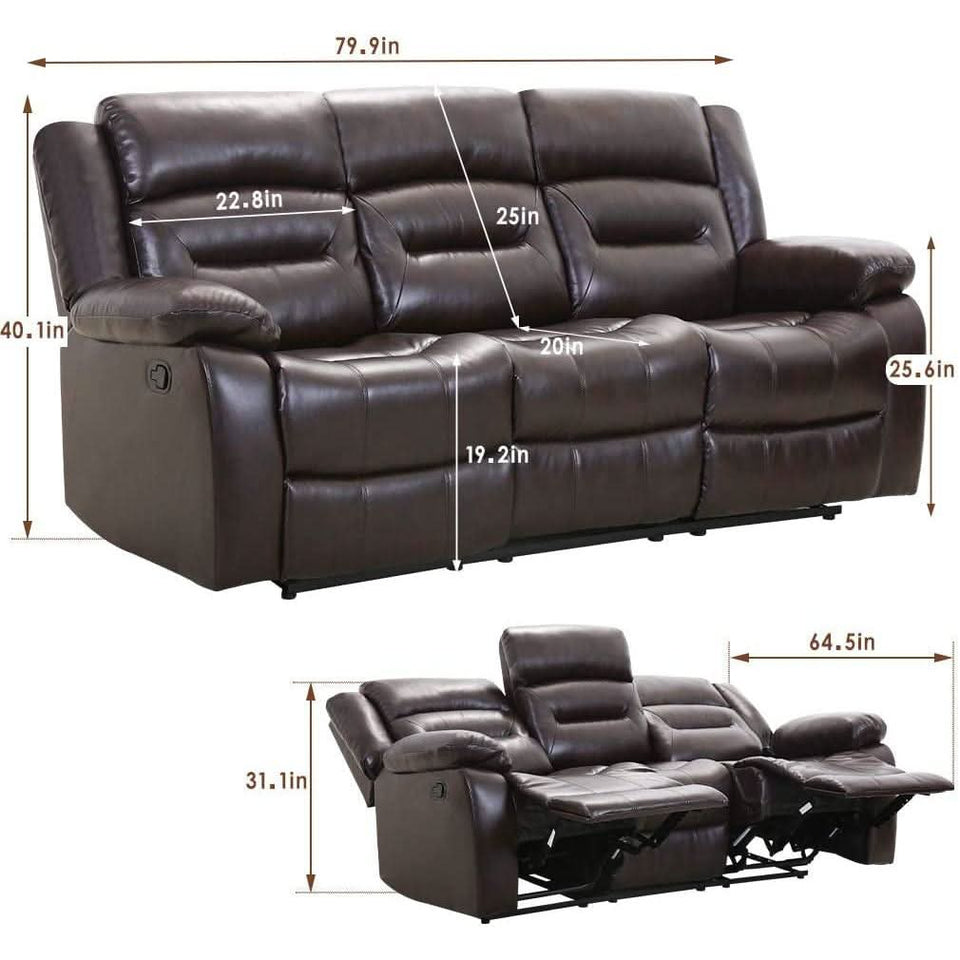 Gray 3 Seat Home Theater Recliner Sofa Set For Living Room