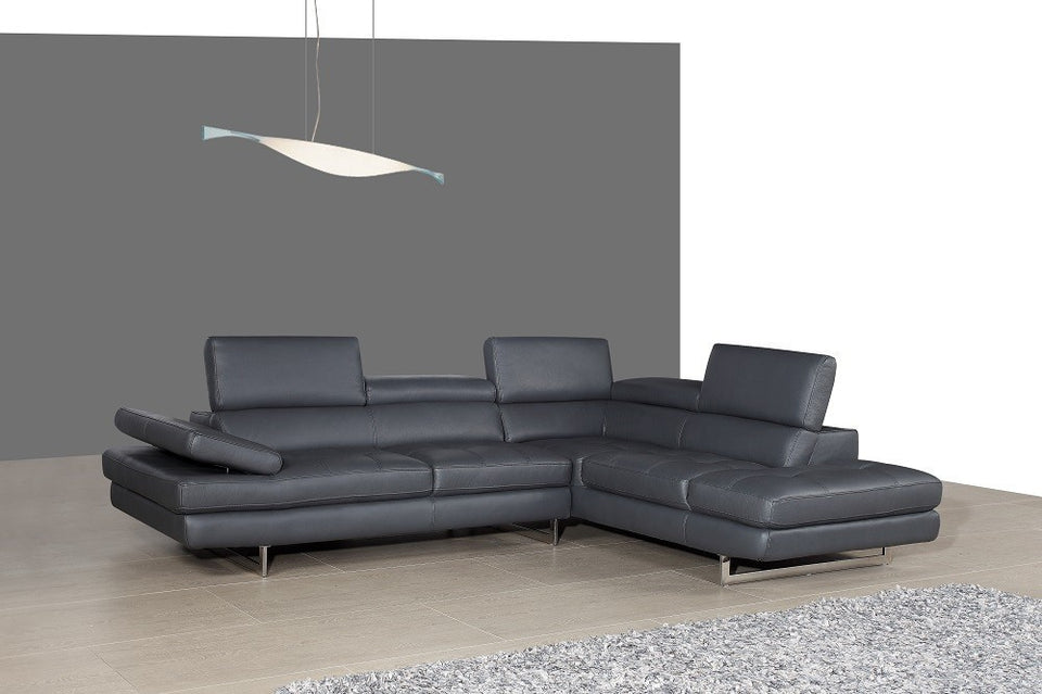 A761 Italian Leather Sectional Grey