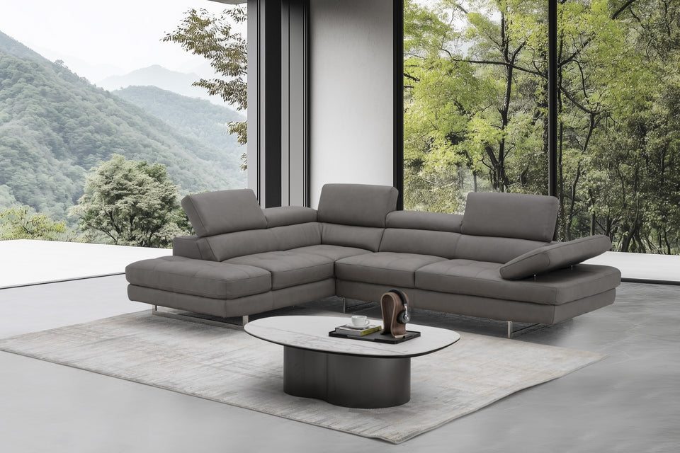 A761 Italian Leather Sectional in Truffle