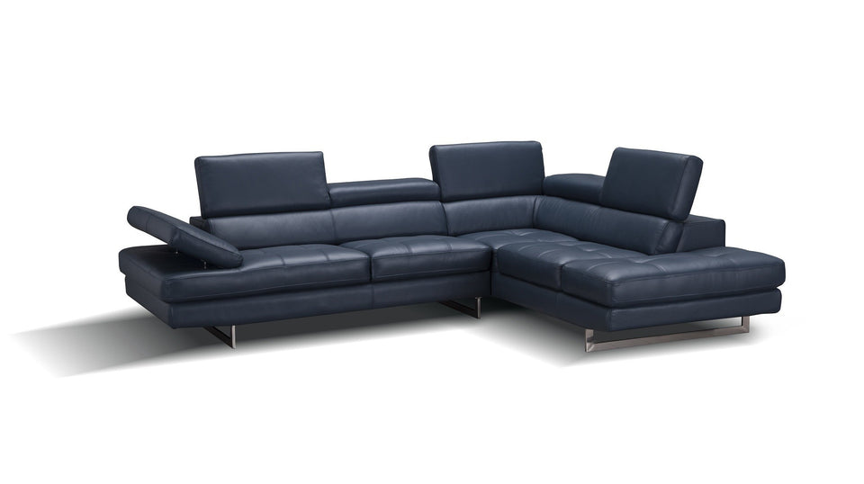 A761 Italian Leather Sectional in Blue