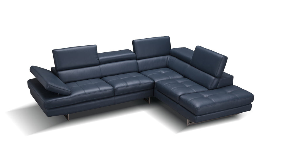 A761 Italian Leather Sectional in Blue