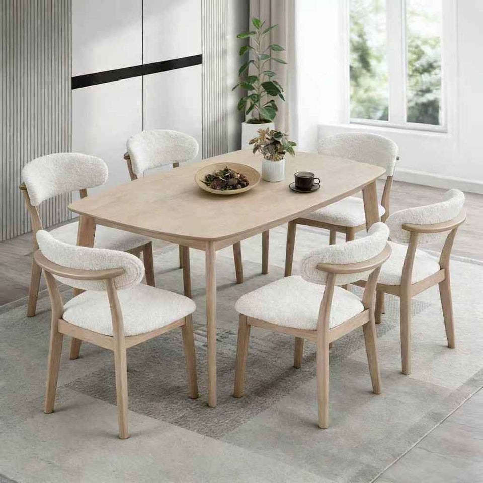 ACTU Scandinavian Dining Table Set with Upholstered Chairs for Small Spaces (Seats 4–6)
