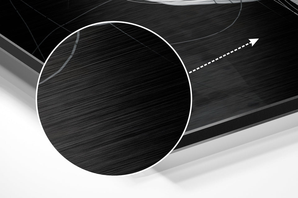 Black and White Abstract Ring Hole Brushed Aluminium Dibond Wall Art