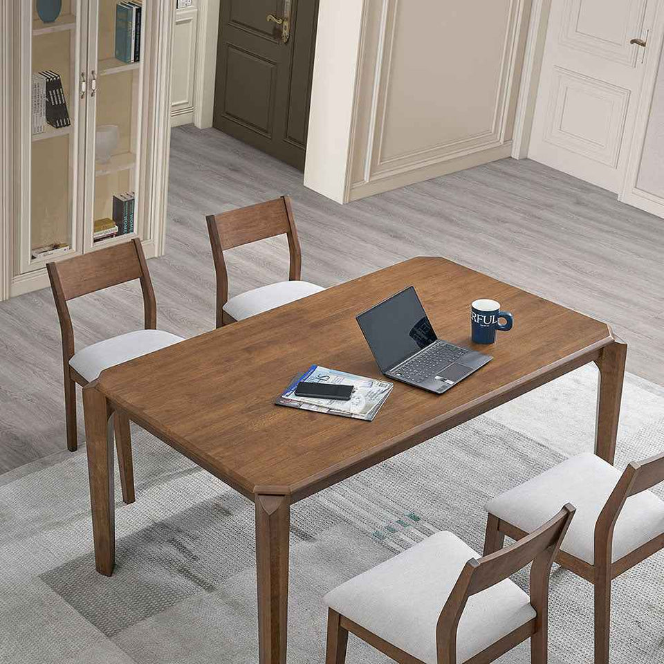 ACTU 59” Solid Wood Mid-Century Modern Dining Table Set for Small Spaces (Seats 4–6)