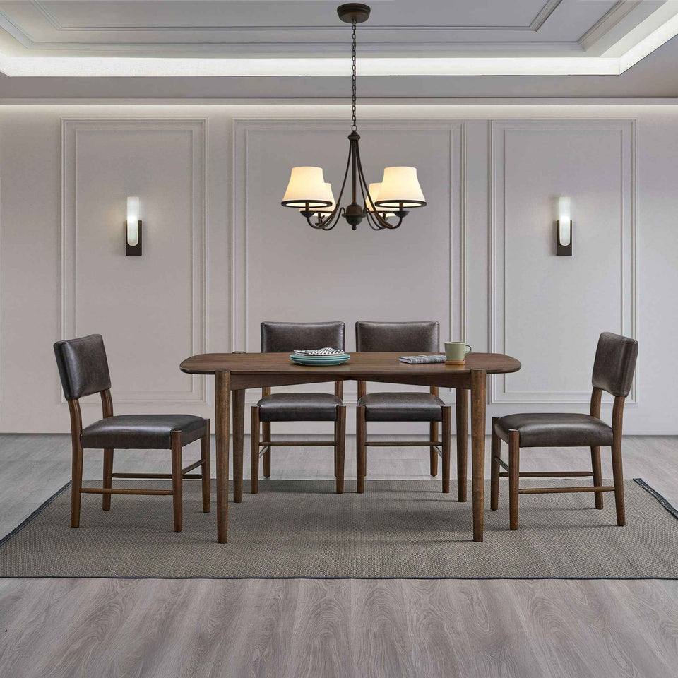 ACTU 58” Mid-Century Modern Dining Table Set for Small Spaces (Seats 4–6)
