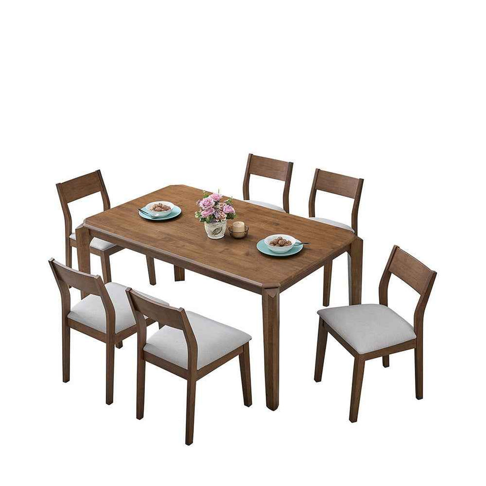 ACTU 59” Solid Wood Mid-Century Modern Dining Table Set for Small Spaces (Seats 4–6)