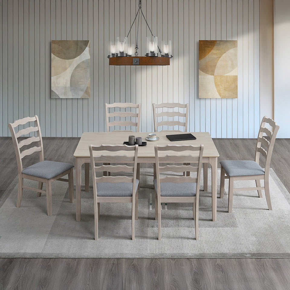 ACTU Farmhouse Dining Table Set with Upholstered Chairs for 4–6