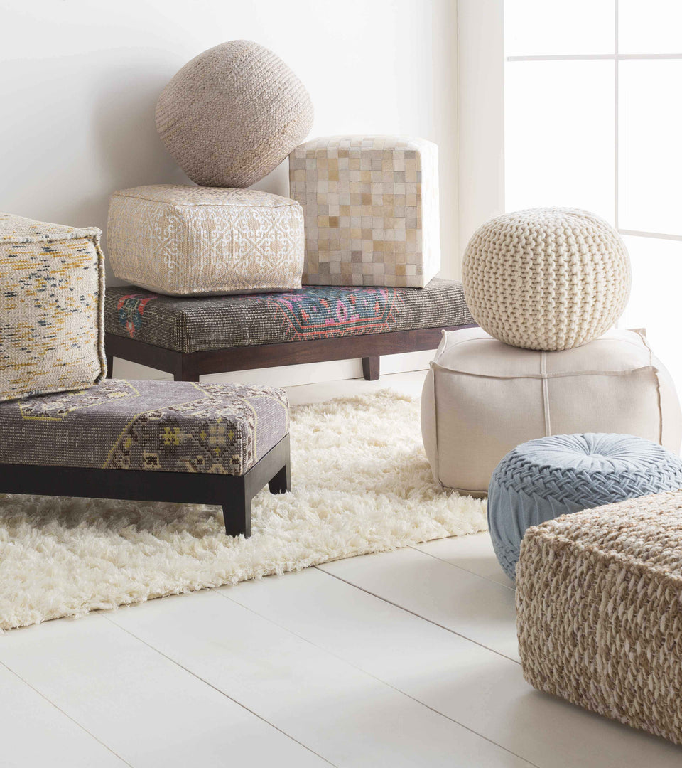 Netcong Tan Jute Pouf - Clearance
