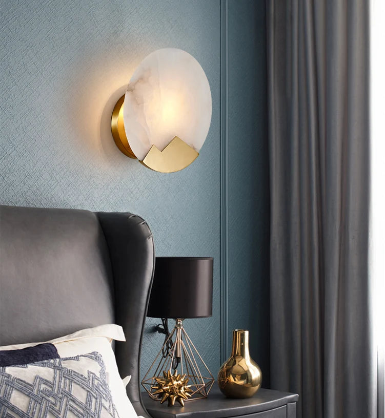 Alabaster Brass Wall Light