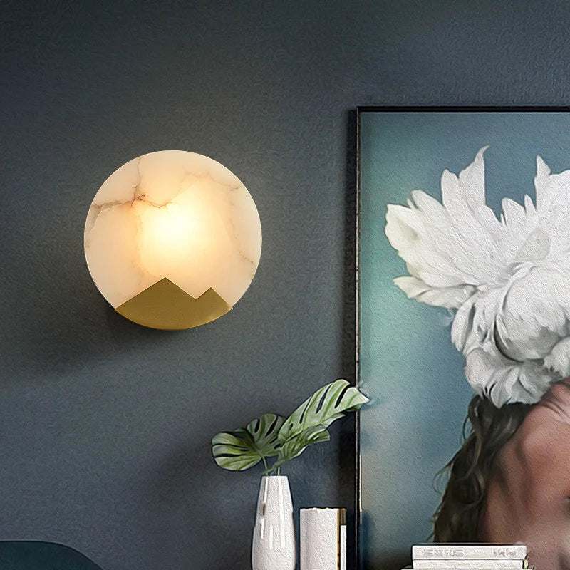 Alabaster Brass Wall Light