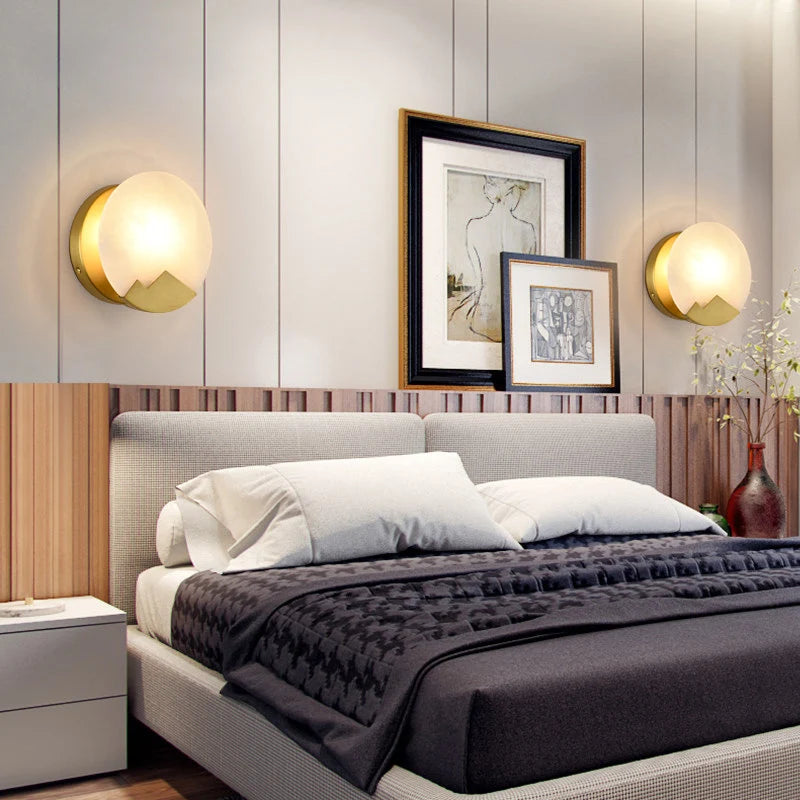 Alabaster Brass Wall Light