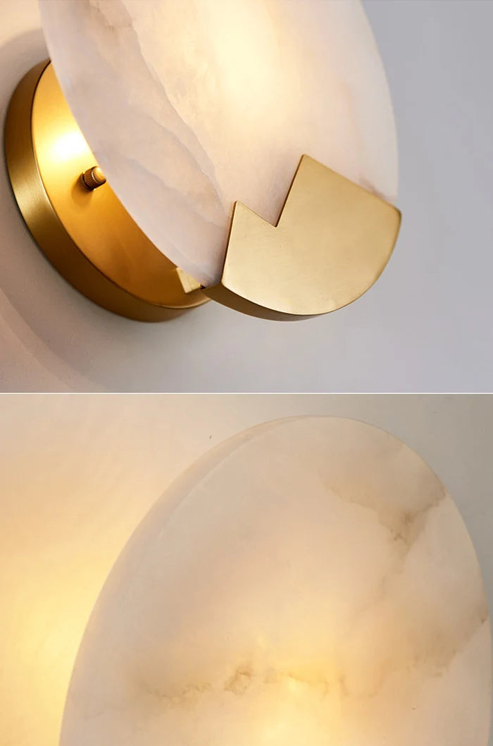 Alabaster Brass Wall Light