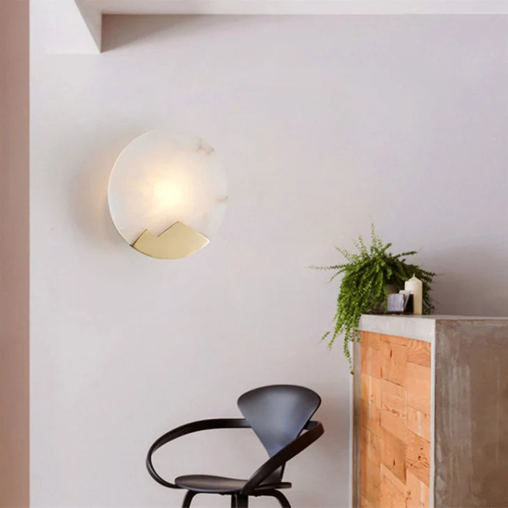 Alabaster Brass Wall Light