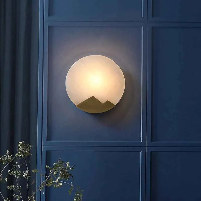 Alabaster Brass Wall Light