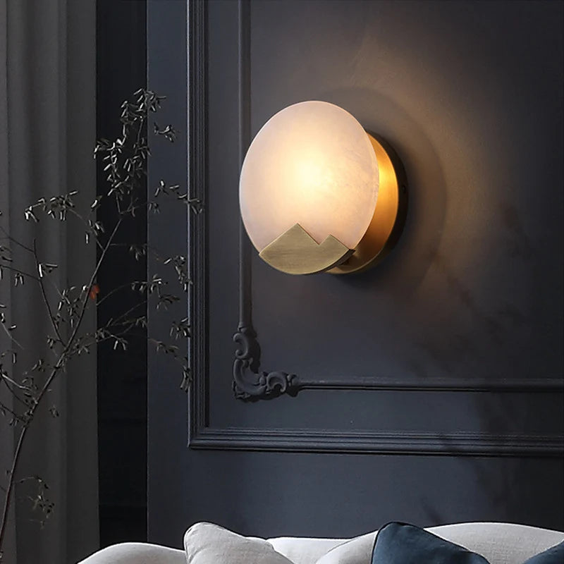 Alabaster Brass Wall Light