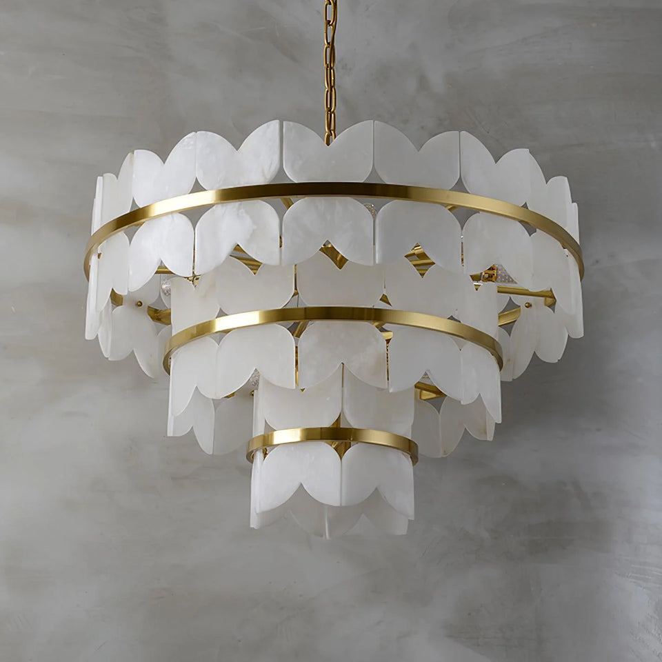 Alabaster Cloudscape Brass Chandelier