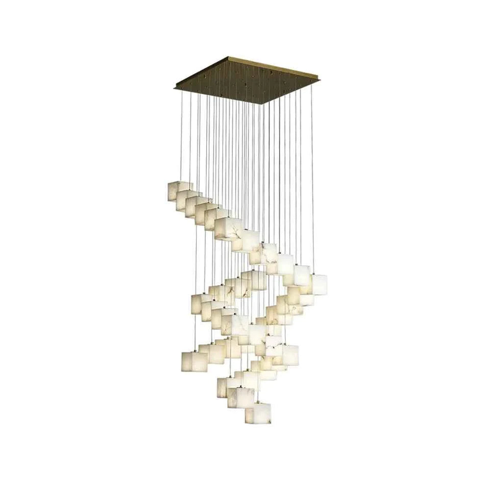 Cube Alabaster Staircase Chandelier