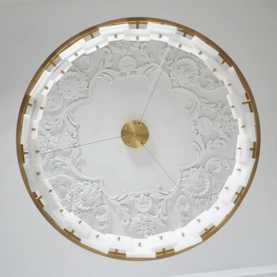 Alabaster Halo Brass Chandelier