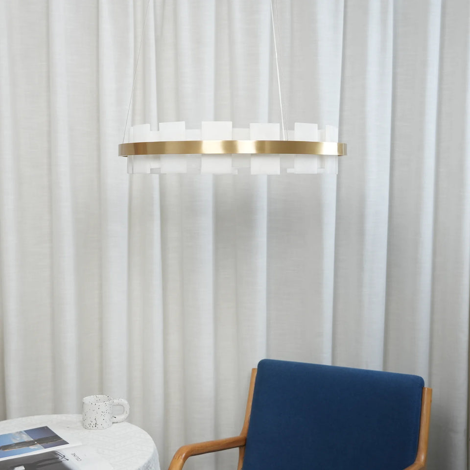 Alabaster Halo Brass Chandelier