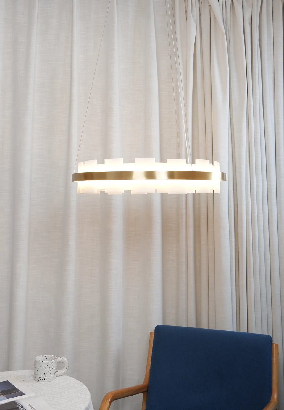 Alabaster Halo Brass Chandelier
