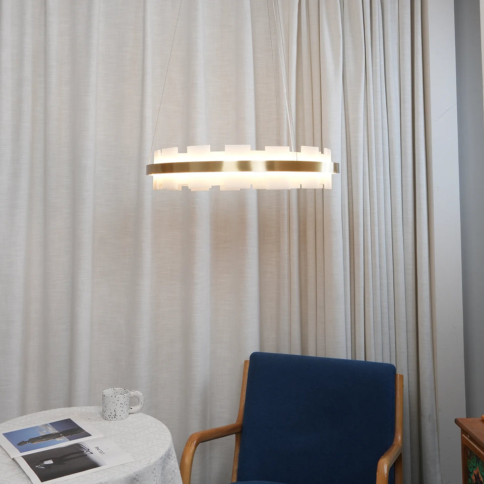 Alabaster Halo Brass Chandelier