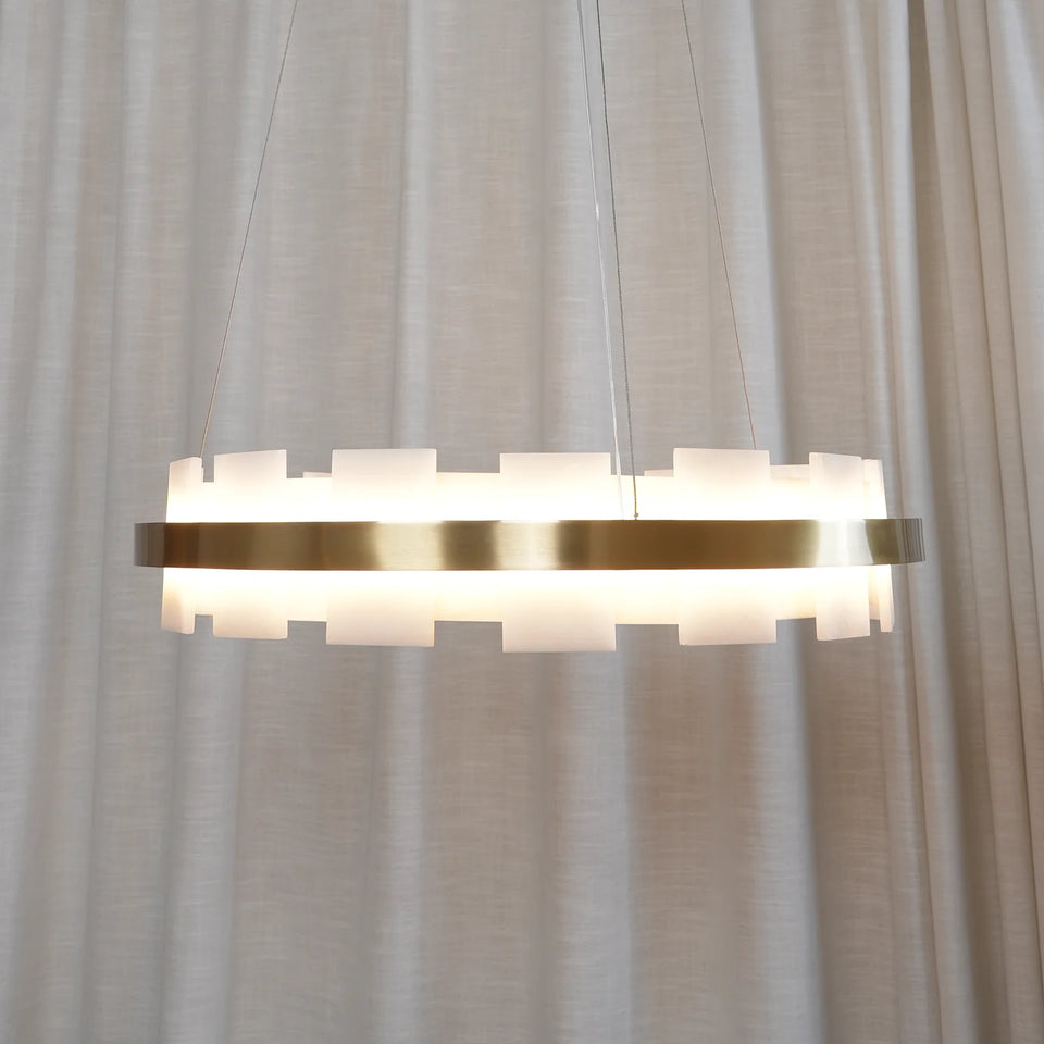 Alabaster Halo Brass Chandelier