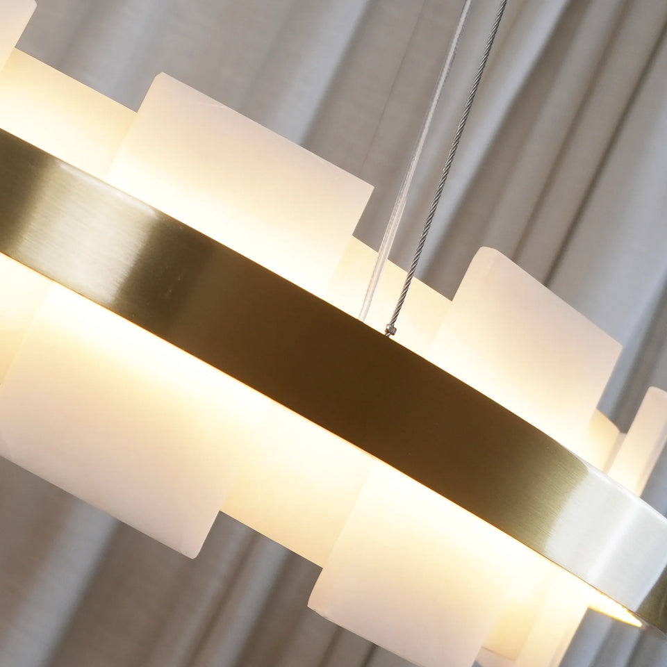 Alabaster Halo Brass Chandelier