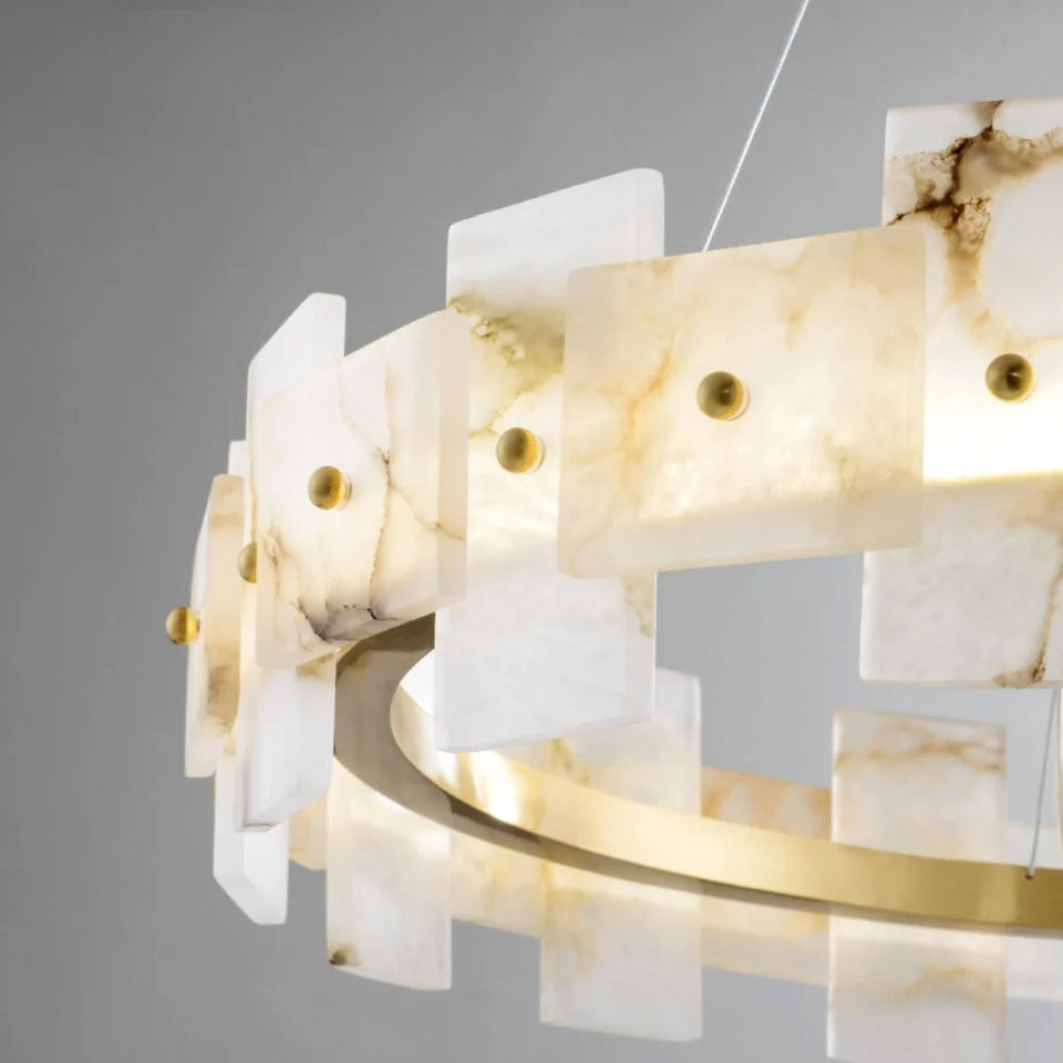 Alabaster Halo Brass Chandelier