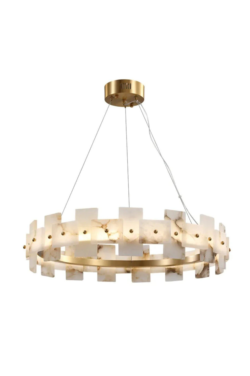 Alabaster Halo Brass Chandelier