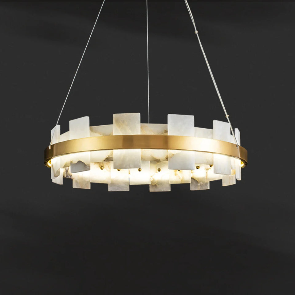 Alabaster Halo Brass Chandelier