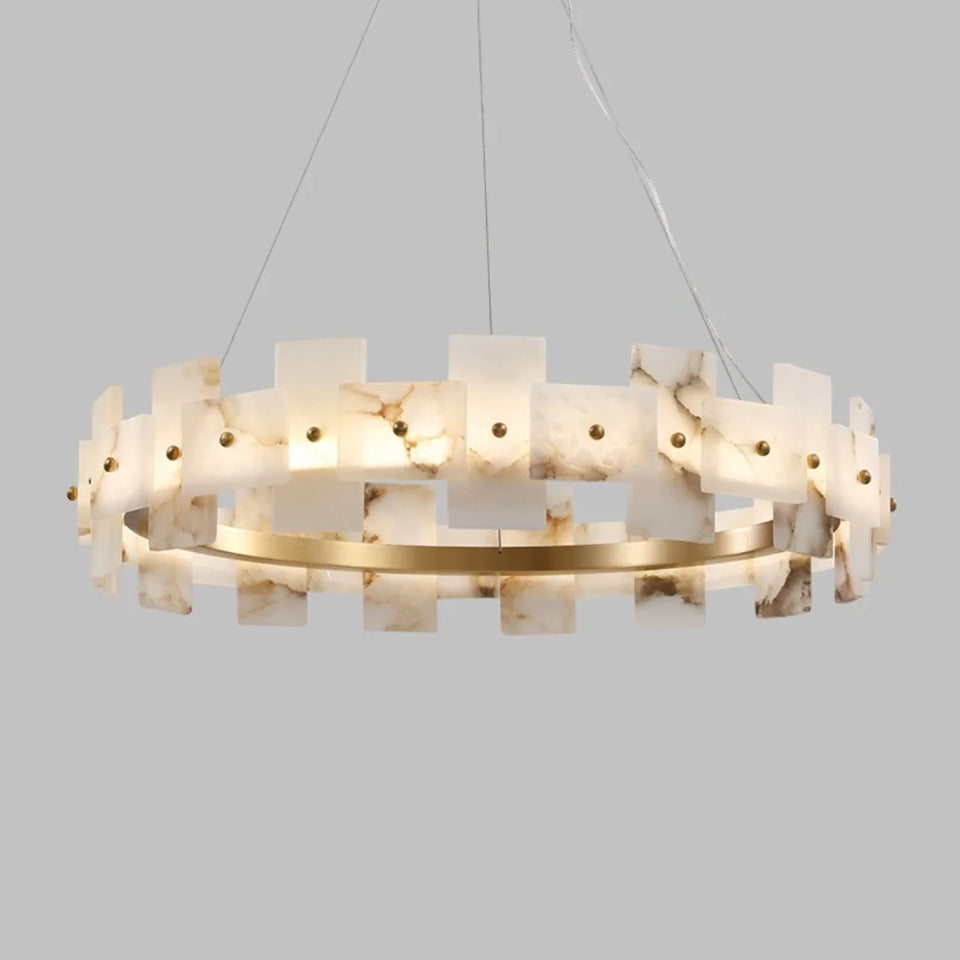 Alabaster Halo Brass Chandelier