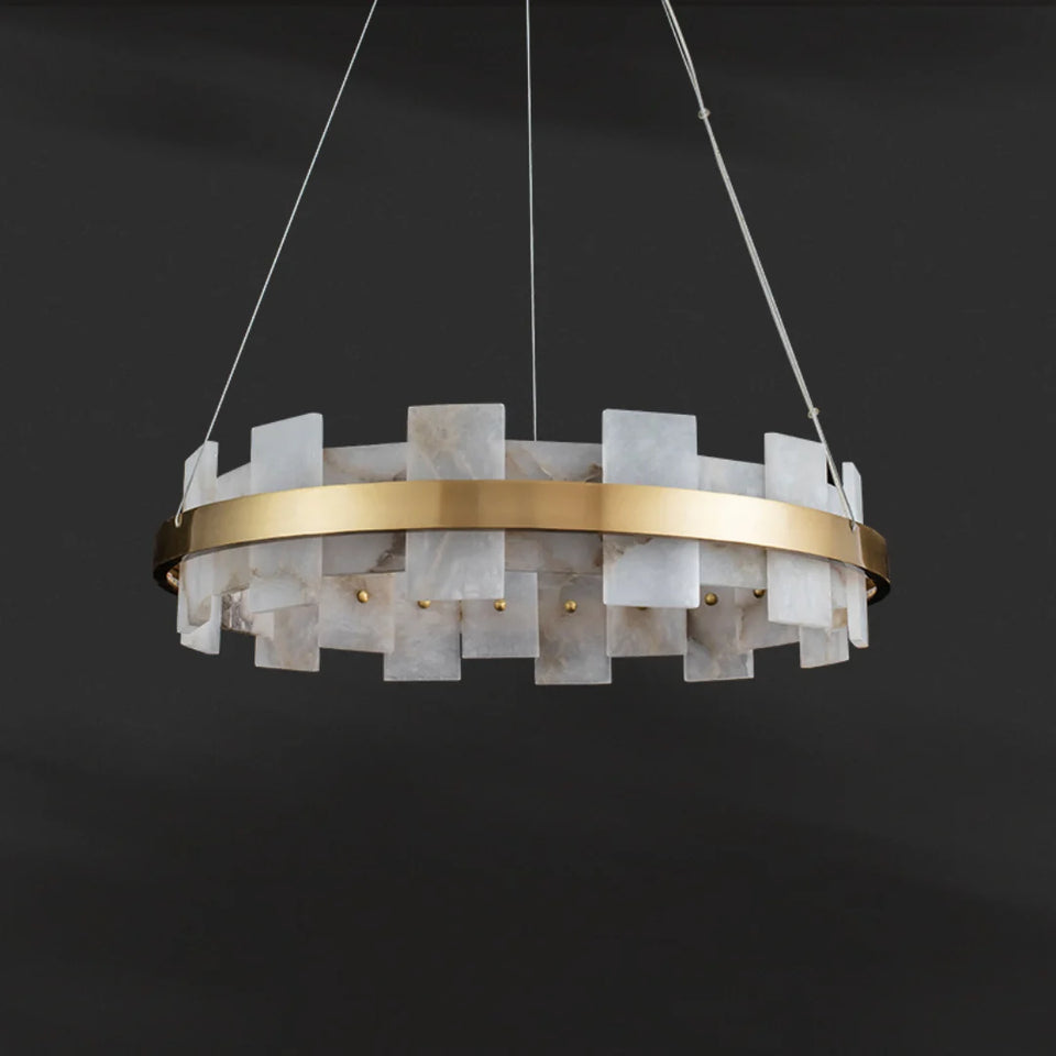Alabaster Halo Brass Chandelier