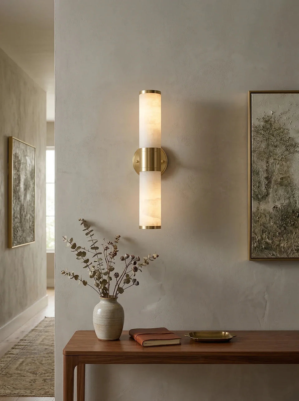 Alabaster Lampatron Cylindrical Wall Lamp