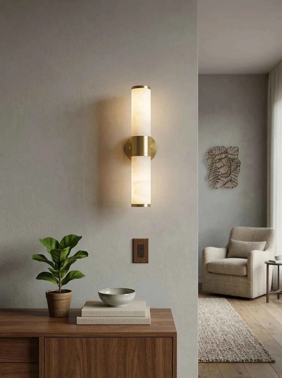 Alabaster Lampatron Cylindrical Wall Lamp