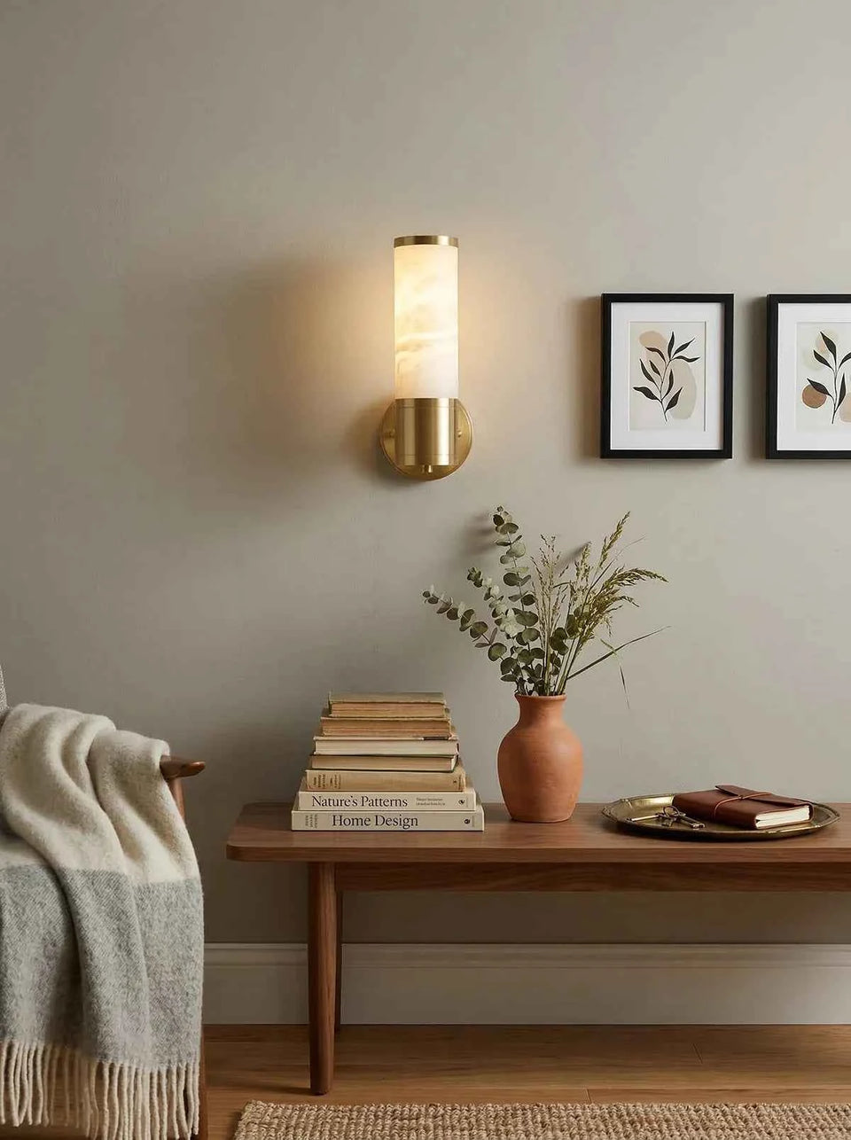Alabaster Lampatron Cylindrical Wall Lamp