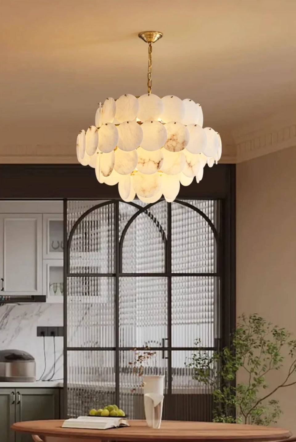Alabaster Multi Layer Round Chandelier