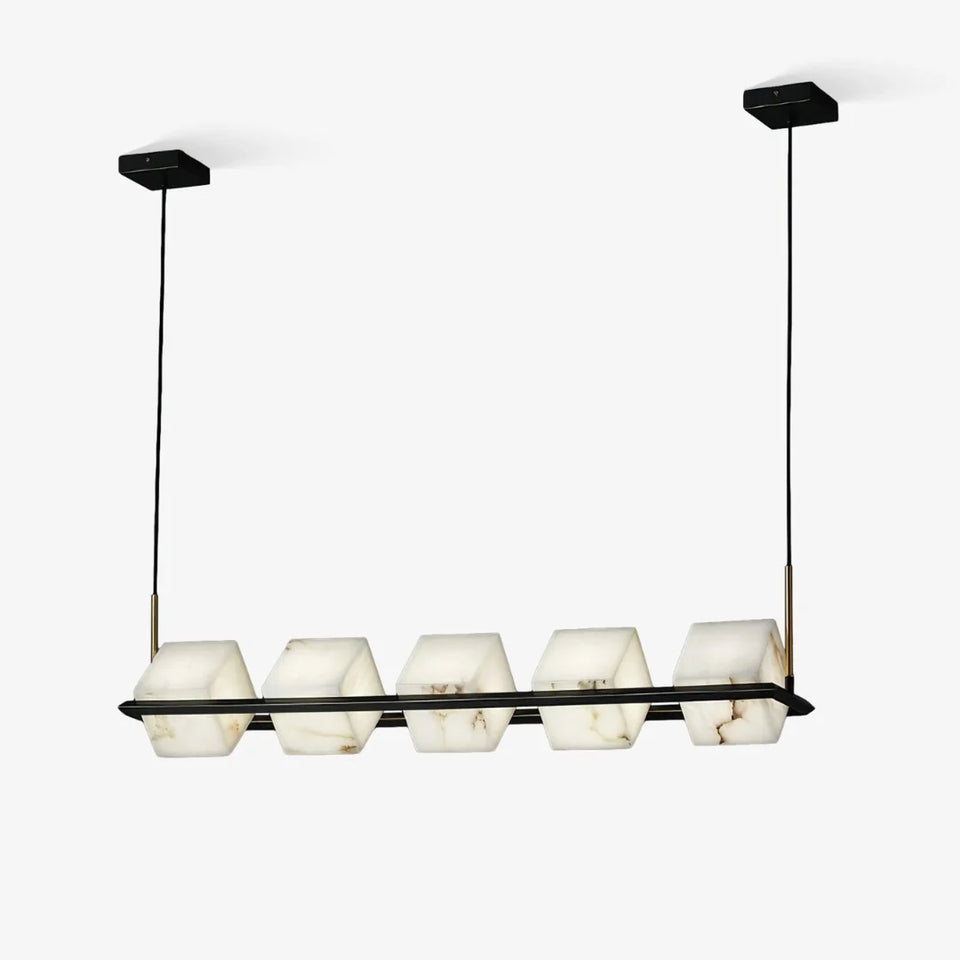 Simple Alabaster Square Box Chandelier