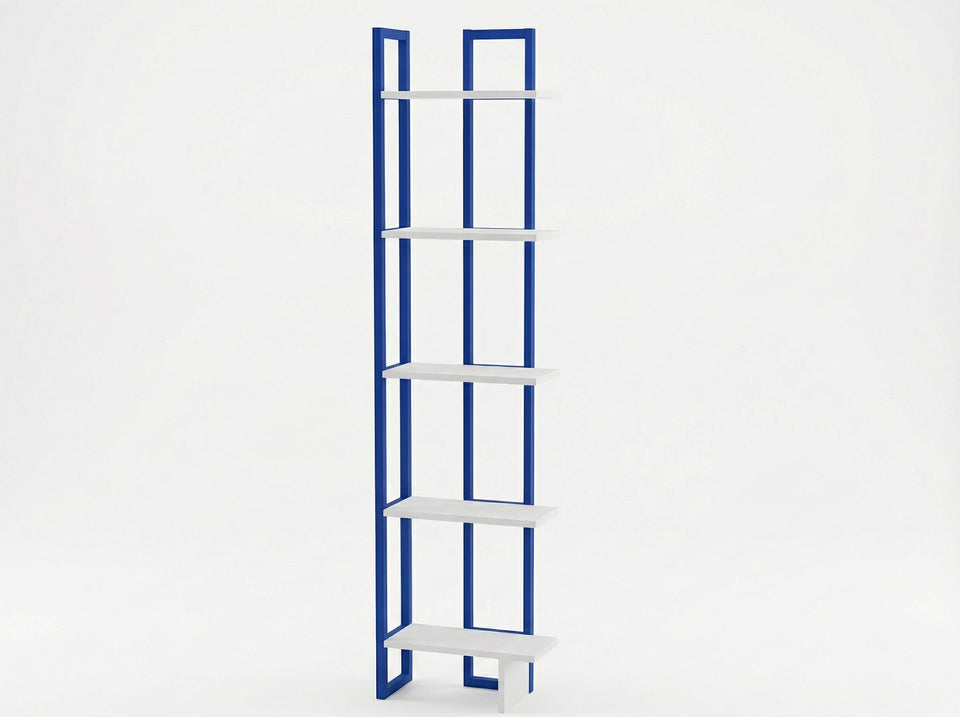 Alice 71" Tall Metal Manufactured Wood Bookcase | Corner Bookcase