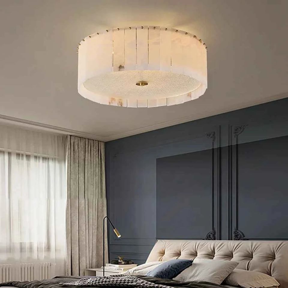 Alabaster Copper Round Ceiling Lamp